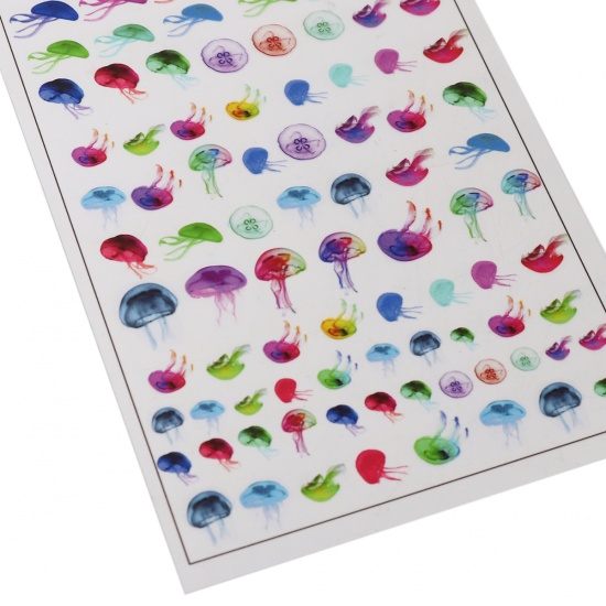Picture of Resin & PVC Dome Seals Cabochon Jellyfish Multicolor Rectangle 15cm(5 7/8") x 10.5cm(4 1/8"), 2 Sheets