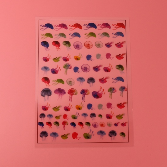 Image de Cabochon Dôme en Résine & PVC Méduse Multicolore Rectangle 15cm x 10.5cm, 2 Pièces