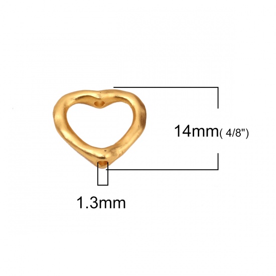 Immagine di Lega di Zinco Montatura Cuore Oro Opaco (Addetti 8mm Perline) 14mm x 14mm, 10 Pz
