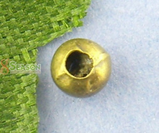 Picture of Alloy Seed Beads Ball Antique Bronze About 3mm Dia, Hole: Approx 1mm, 1000 PCs