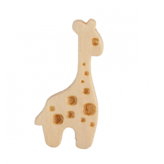 Picture of Natural Wood Embellishments Scrapbooking Giraffe Animal 25mm(1") x 12mm( 4/8"), 50 PCs