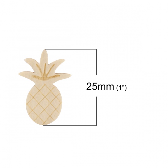 Immagine di Legno Cabochon per Abbellimento Ananas Naturale 25mm x 17mm , 50 Pz