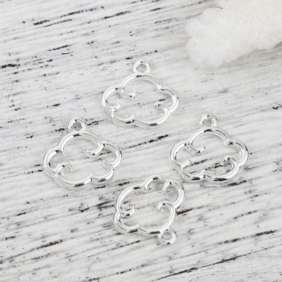Picture of Zinc Based Alloy Weather Collection Charms Cloud Silver Plated 15mm( 5/8") x 14mm( 4/8"), 20 PCs