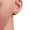 Picture of 316 Stainless Steel Ear Post Stud Earrings Silver Tone Brown Red Synthetic Agate Ball Transparent 6mm( 2/8") Dia., Post/ Wire Size: (21 gauge), 1 Pair”