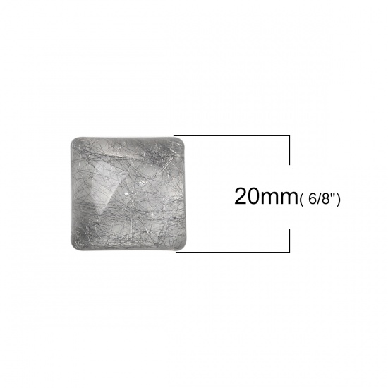 Picture of Resin Dome Seals Cabochon Square French Gray Drawbench 20mm( 6/8") x 20mm( 6/8"), 10 PCs