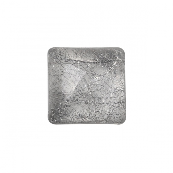 Picture of Resin Dome Seals Cabochon Square French Gray Drawbench 20mm( 6/8") x 20mm( 6/8"), 10 PCs