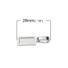 Изображение Zinc Based Alloy Glue On Bail Charms Rectangle Silver Plated 28mm(1 1/8") x 8mm( 3/8"), 50 PCs