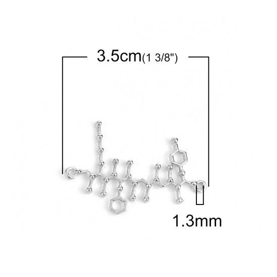 Изображение Цинковый Сплав Молекула Коннекторы фурнитуры Серебряный Тон 35мм x 23мм, 10 ШТ