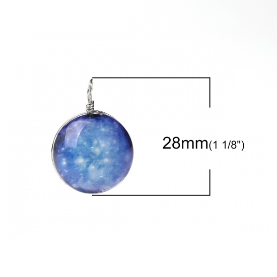 Picture of Glass Galaxy Charms Ball Galaxy Universe Purple Transparent 28mm(1 1/8") x 20mm( 6/8"), 5 PCs