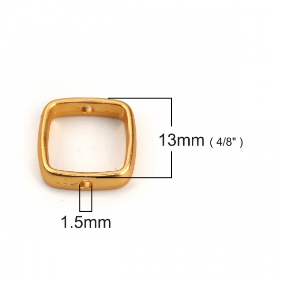 Picture of Zinc Based Alloy Beads Frames Square Matt Gold (Fits 10mm Beads) 13mm x 13mm, 10 PCs