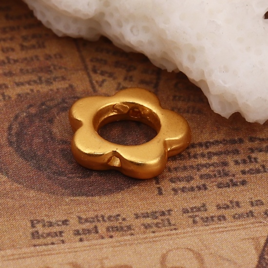 Immagine di Lega di Zinco Montatura Fiore Oro Opaco (Addetti 4mm Perline) 8mm x 7mm, 10 Pz