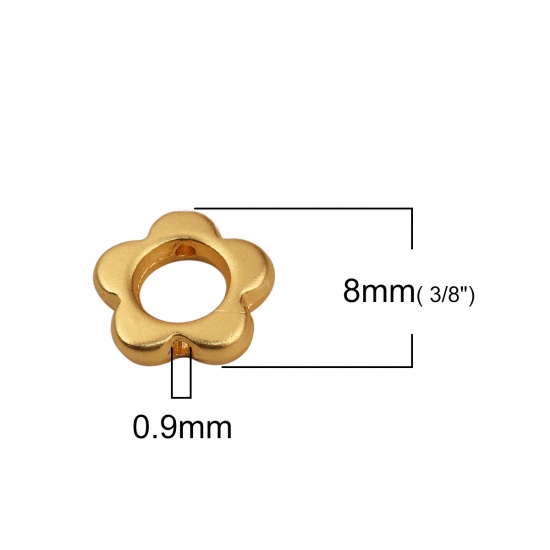 Immagine di Lega di Zinco Montatura Fiore Oro Opaco (Addetti 4mm Perline) 8mm x 7mm, 10 Pz