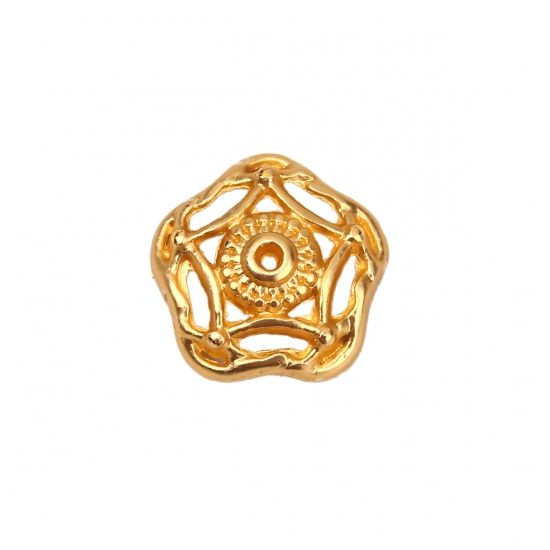 Immagine di Lega di Zinco Coppette Copriperla Stella a Cinque Punte Oro Opaco (Addetti 20mm Perline) 17mm x 17mm, 10 Pz