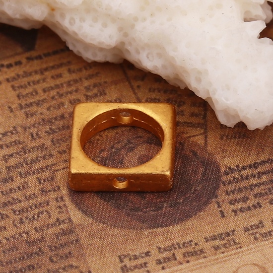 Immagine di Lega di Zinco Montatura Quadrato Oro Opaco (Addetti 8mm Perline) 11mm x 11mm, 10 Pz