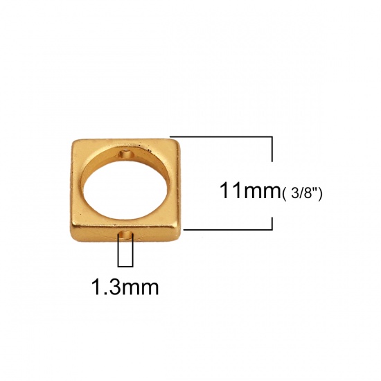 Immagine di Lega di Zinco Montatura Quadrato Oro Opaco (Addetti 8mm Perline) 11mm x 11mm, 10 Pz