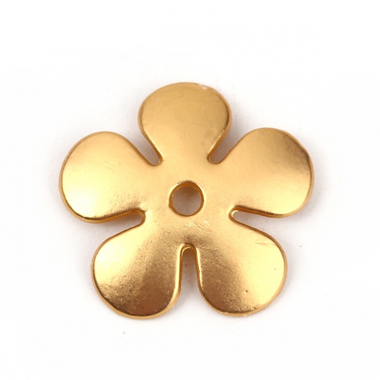 Immagine di Lega di Zinco Coppette Copriperla Fiore Oro Opaco (Addetti 26mm Perline) 21mm x 20mm, 10 Pz