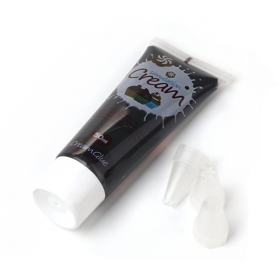 Picture of 50ml Cream Glue Resin Jewelry Tools Black (Contain Liquid) 11.3cm(4 4/8") x 4.6cm(1 6/8"), 1 Piece