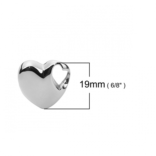 Immagine di 304 Acciaio Inossidabile Cremazione Ash Urna Charms Cuore Tono Argento 19mm x 19mm, 1 Pz”