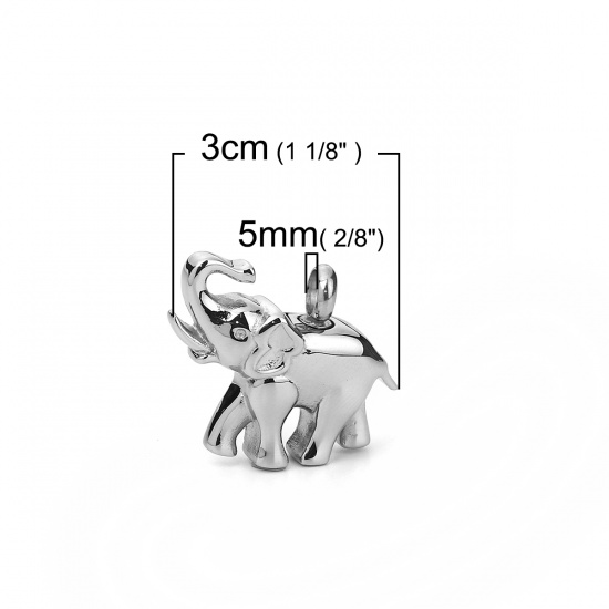 Immagine di 304 Acciaio Inossidabile Cremazione Ash Urna Ciondoli Elefante Tono Argento 30mm x 26mm, 1 Pz”