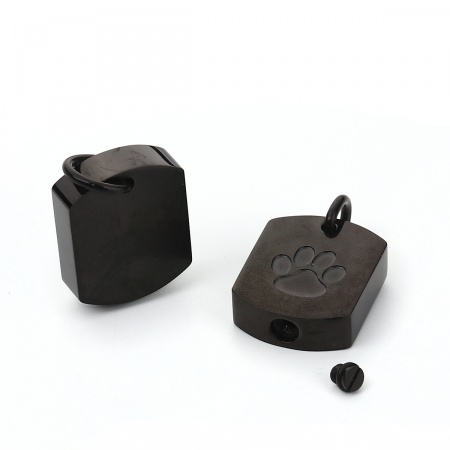 304 Acero Inoxidable Cremación Pet Ash Urn Colgantes Charms Rectángulo Negro Huella 26mm x 17mm, 1 Unidad”