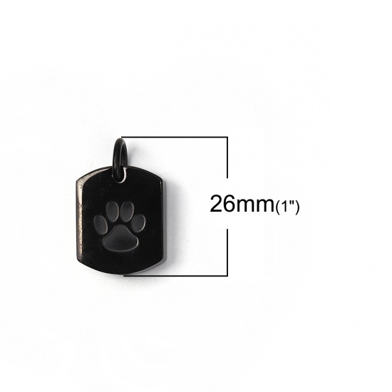 Image de 304 Breloques en Acier Inoxydable Urne Funéraire de Crémation Rectangle Noir Empreinte Pieds 26mm x 17mm , 1 Pièce”