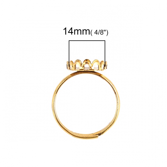 Immagine di Ottone Anello Ovale Oro Antico Basi per Cabochon (Adatto 14mmx10mm) 16.5mm (taglia di US: 6), 5 Pz                                                                                                                                                            