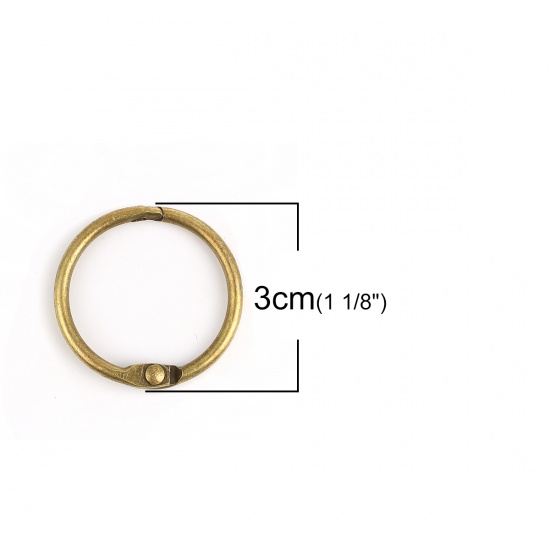 Picture of Iron Based Alloy Keychain & Keyring Circle Ring Antique Bronze Can Open 30mm Dia, 10 PCs