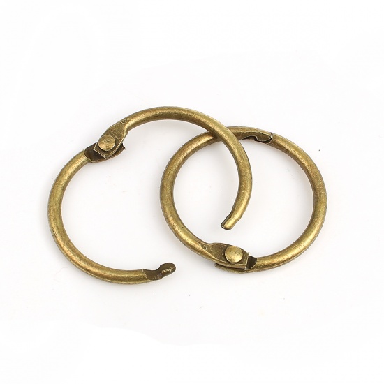 Picture of Iron Based Alloy Keychain & Keyring Circle Ring Antique Bronze Can Open 30mm Dia, 10 PCs