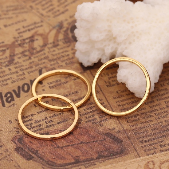 Picture of 10 PCs Brass Connectors Charms Pendants Real Gold Plated Circle Ring 15mm Dia.