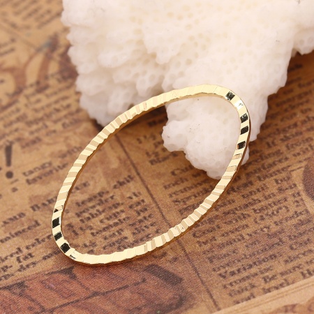 Brass Connectors Oval 18K Real Gold Plated 26mm(1") x 16mm( 5/8"), 10 PCs