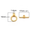 Picture of Zinc Based Alloy Toggle Clasps Circle Ring Matt Gold 17mm x 6mm 15mm x 11mm, 10 Sets