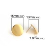 Bild von Messing Ohrring Ohrstecker Echtgold plattiert Rund M/Öse 15mm D., Drahtstärke: (20 gauge), 4 Stück