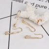 Bild von Messing Ohrring Ohrhaken Echtgold plattiert Bamboo-förmig Mit offener Schleife (Halten ss5 Spitzboden Strass) 29mm x 6mm - 27mm x6mm, Drahtstärke: (19 gauge), 4 Stück
