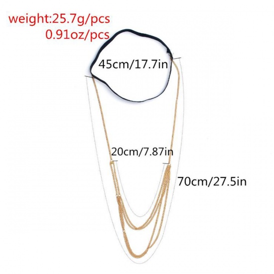 Picture of Boho Chic Body Leg Bracelet Chain Necklace Gold Plated 64cm(25 2/8") long, 68cm(26 6/8") long, 1 Piece