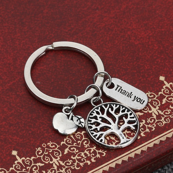 Bild von Schlüsselkette & Schlüsselring Baum Antiksilber Oval Message" THANK YOU" 55mm, 1 Stück