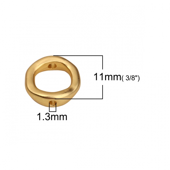Immagine di Lega di Zinco Montatura Irregolare Oro Opaco Anello Disegno (Addetti 7mm Perline) 11mm Dia, 10 Pz