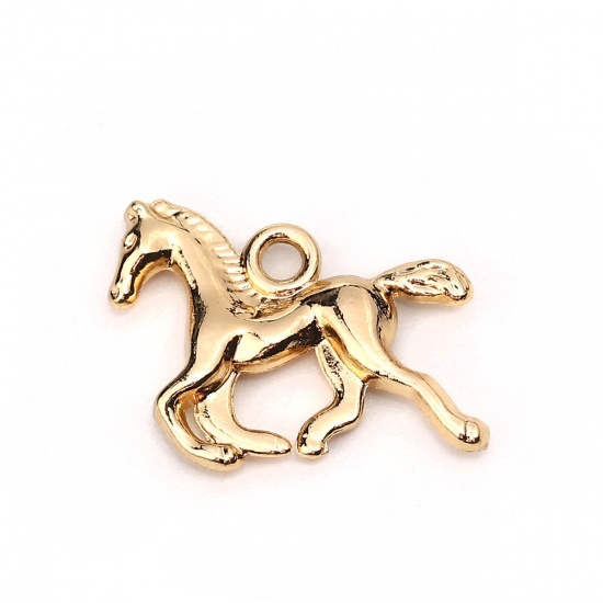 Zinc Based Alloy Charms Horse Animal Gold Plated 20mm( 6/8") x 15mm( 5/8"), 10 PCs の画像