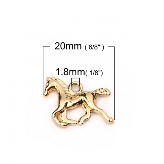 Zinc Based Alloy Charms Horse Animal Gold Plated 20mm( 6/8") x 15mm( 5/8"), 10 PCs の画像