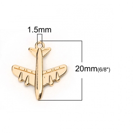 Picture of Zinc Based Alloy Travel Charms Airplane Gold Plated 22mm( 7/8") x 20mm( 6/8"), 10 PCs