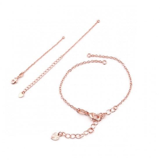 Image de Bracelets en Alliage de Fer Or Rose 8cm long 7cm long, 2 Kits