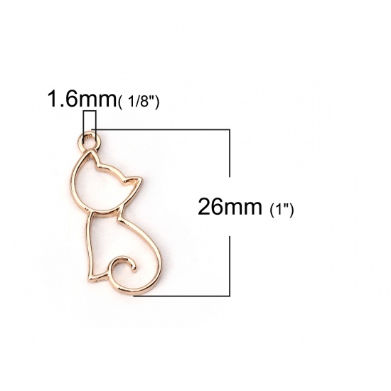 Picture of Zinc Based Alloy Charms Cat Animal Gold Plated 26mm(1") x 12mm( 4/8"), 10 PCs