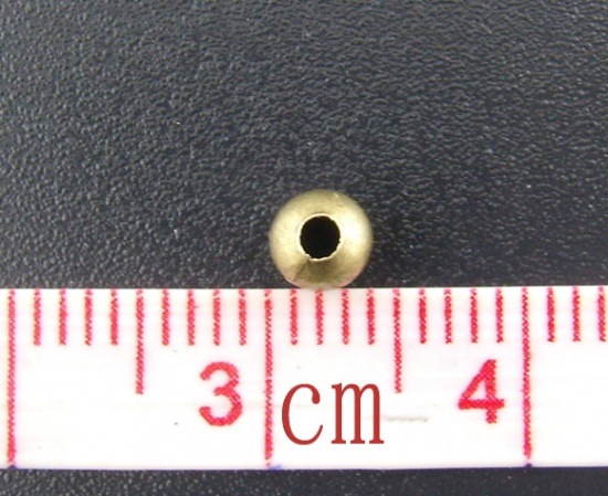 Immagine di Lega di Ferro Separatori Perline Palla Bronzo Antico Placcato Nulla Disegno Circa 4mm Dia, Foro:Circa 1.7mm, 500 Pz