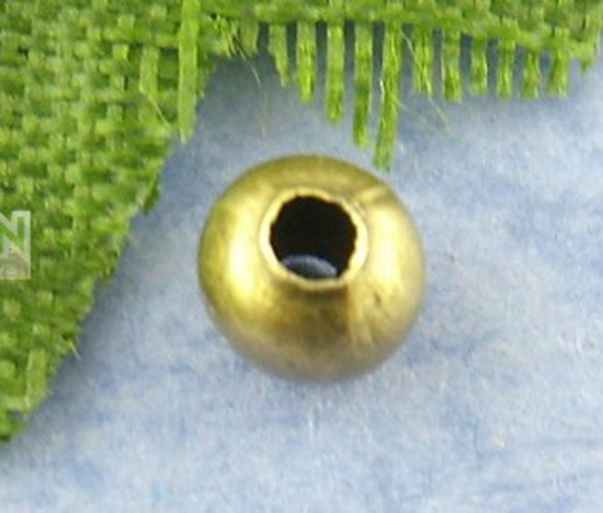 Immagine di Lega di Ferro Separatori Perline Palla Bronzo Antico Placcato Nulla Disegno Circa 4mm Dia, Foro:Circa 1.7mm, 500 Pz