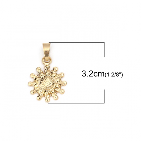 Bild von 304 Edelstahl Anhänger Sonnenblume Vergoldet 32mm x 20mm, 1 Stück