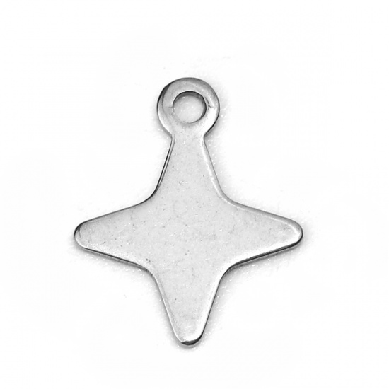 Bild von 304 Edelstahl Charms Stern Silberfarbe 13mm x 11mm, 20 Stück