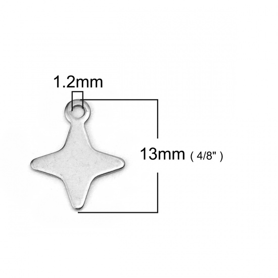 Bild von 304 Edelstahl Charms Stern Silberfarbe 13mm x 11mm, 20 Stück