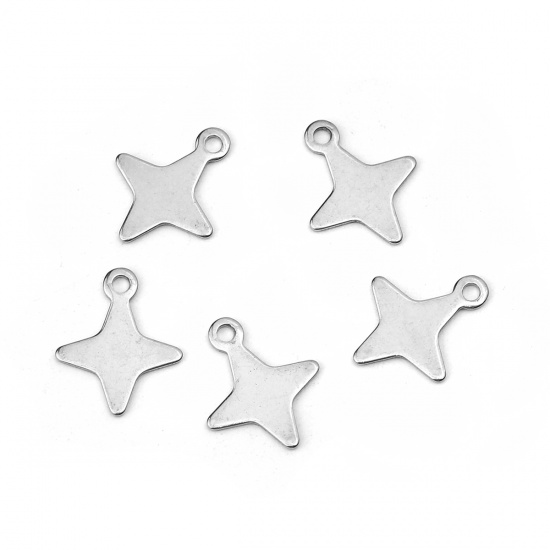 Bild von 304 Edelstahl Charms Stern Silberfarbe 13mm x 11mm, 20 Stück