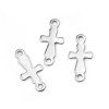 Picture of 304 Stainless Steel Connectors Cross Silver Tone 19mm( 6/8") x 9mm( 3/8"), 20 PCs