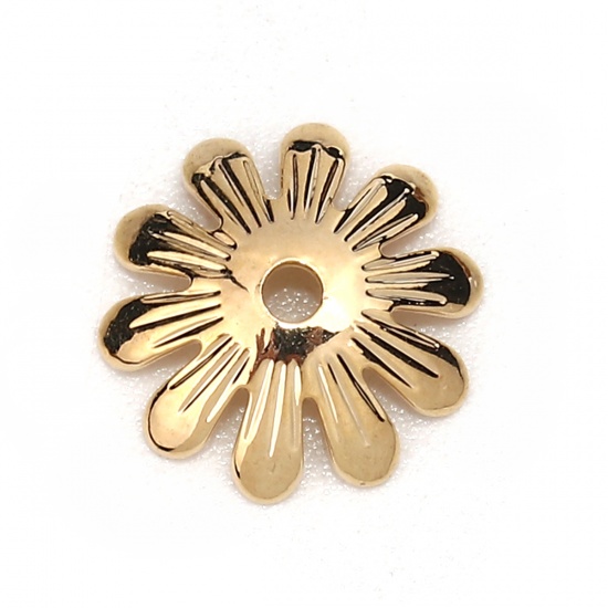 Изображение Brass Beads Caps Flower 18K Real Gold Plated (Fit Beads Size: 12mm Dia.) 10mm( 3/8") x 10mm( 3/8"), 20 PCs                                                                                                                                                    