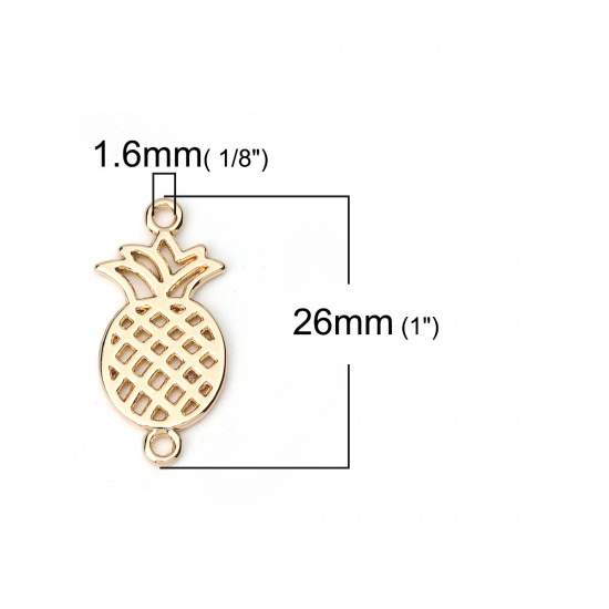 Immagine di Lega di Zinco Connettore Accessori Ananas Oro Placcato 26mm x 13mm, 20 Pz